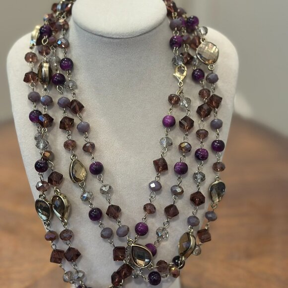 Long, multi-colored beaded fashion necklace - Picture 4 of 7